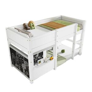 STILVORA DĚTSKÁ POSTEL 90/200 cm, bílá, domečková, s tabulí, policí a schody, skandinávský design obraz