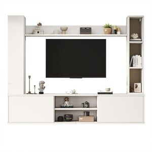 FLIEKS OBÝVACÍ STĚNA 4dílná, LED, TV stolek, bílá obraz