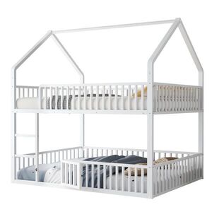 FLIEKS PATROVÁ POSTEL 140x200 Bílá Kov Schody Loft obraz