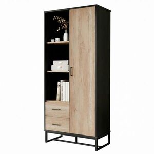 FLIEKS HIGHBOARD, 80 cm, dřevo, 2 zásuvky, černý obraz