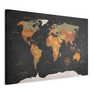 artgeist MALBA NA PLÁTNĚ, mapa světa, 90/60/1, 2 cm obraz