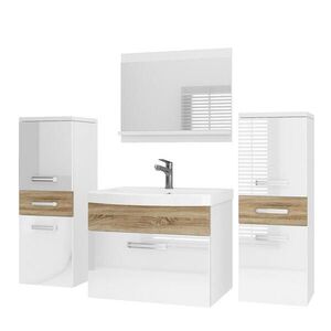 B BELINI GROUP KOUPELNOVÝ NÁBYTEK Koupelnová SADA PRI PM4, Bílá / Dub Sonoma lesklý, 120 cm obraz