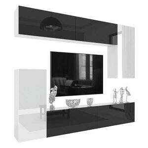 B BELINI GROUP OBÝVACÍ STĚNA Milano 8, Bílá lesklá / Černá lesklá, 250 cm, Bezúchytková obraz