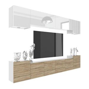 B BELINI GROUP OBÝVACÍ STĚNA Milano 4, Bílá / Dub Sonoma, 300 cm, Bezúchytková obraz