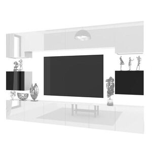 B BELINI GROUP OBÝVACÍ STĚNA Milano 3, Bílá lesklá / Černá lesklá, 300 cm, Bezúchytková obraz