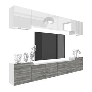 B BELINI GROUP OBÝVACÍ STĚNA Milano 4, Bílá lesklá / Šedá matná, 300 cm, Bezúchytková obraz