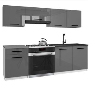 B BELINI GROUP KUCHYŇSKÁ LINKA Italia 1 180 cm, s pracovními deskami, Šedá lesklá obraz