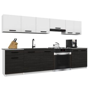 B BELINI GROUP KUCHYŇSKÁ LINKA Italia 2 240 cm, s pracovními deskami, Bílo-ebenová matná obraz