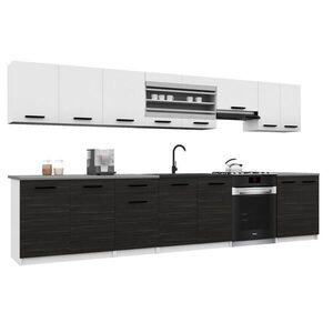B BELINI GROUP KUCHYŇSKÁ LINKA Italia 3 320 cm, s pracovními deskami, Bílo-ebenová matná obraz