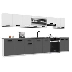 B BELINI GROUP KUCHYŇSKÁ LINKA Italia 3 320 cm, s pracovními deskami, Bílo-šedá matná obraz