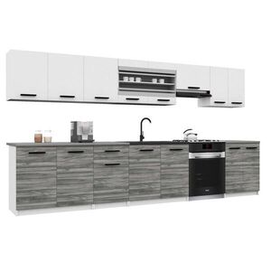 B BELINI GROUP KUCHYŇSKÁ LINKA Italia 3 320 cm, s pracovními deskami, Bílo-šedá Glamour matná obraz