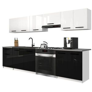 B BELINI GROUP KUCHYŇSKÁ LINKA Italia 2 240 cm, s pracovními deskami, Bílo-černá lesklá obraz
