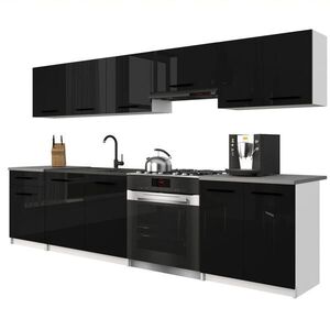 B BELINI GROUP KUCHYŇSKÁ LINKA Italia 2 240 cm, s pracovními deskami, Černá lesklá obraz