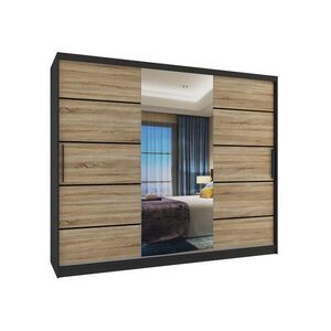 B BELINI GROUP POSUVNÁ SKŘÍŇ Verona MBP, Černá/Dub Sonoma Mat, 232 cm, se zrcadlem obraz