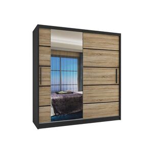 B BELINI GROUP POSUVNÁ SKŘÍŇ Verona MBP, Černá/Dub Sonoma Mat, 158 cm, se zrcadlem obraz