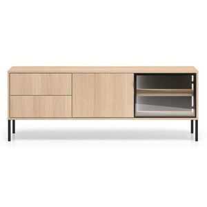 Selsey TV stolek Barnee s osvětlenou skleněnou vitrínou, dřevodekor dub 160 cm obraz