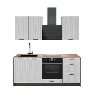 Vicco JEDNOTKOVÁ KUCHYNĚ Fame-Line, Bílý venkovský dům/Antracit, 190 cm, PD Dub obraz