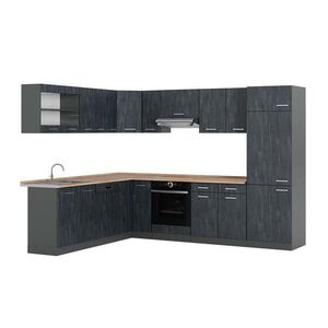 Vicco ROHOVÁ KUCHYŇ R-Line, Černý beton/Antracit, 287 x 227 cm PD Dub obraz