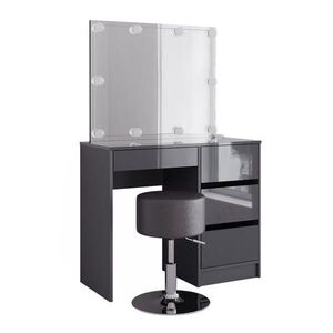 Vicco TOALETNÍ STOLEK Sherry Antracitový vysoký lesk 90 cm s osvětlením LED a stoličkou obraz