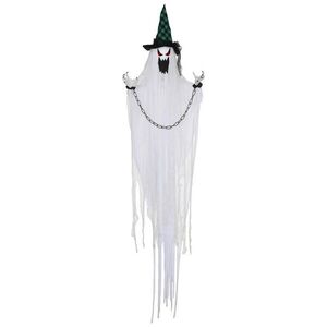 HOMCOM HALLOWEENSKÁ dekorace visící duch 204 cm s aktivací zvukem, zvuková funkce obraz