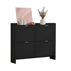 STILVORA SKŘÍŇ NA BOTY černá se 4 výklopnými přihrádkami, do vstupního prostoru a předsíně, 110×24×90 cm obraz
