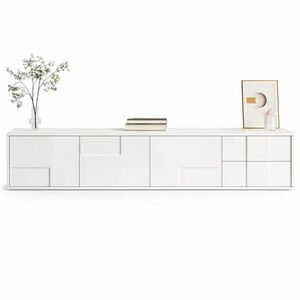 STILVORA TV STOLEK bílý ve vysokém lesku se 3 dvířky a 2 zásuvkami, do obývacího pokoje, 170×30×30, 5 cm obraz