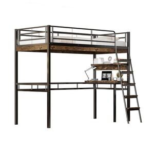 STILVORA HOCHBETT 90/200 cm in Schwarz mit Schreibtisch, Regal und Leiter Modernes Design obraz