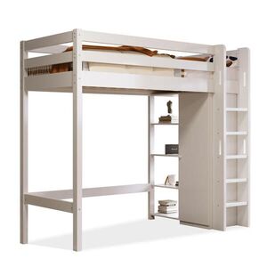 STILVORA HOCHBETT 90/200 cm in Weiß mit Kleiderschrank und 6 Regalen obraz