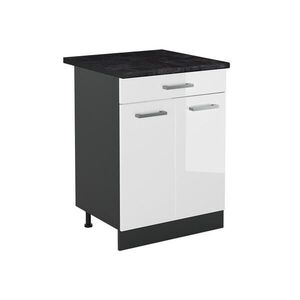 Vicco SPODNÍ SKŘÍŇKA KUCHYŇSKÉ LINKY R-Line, Bílá vysoký lesk/Antracit, 60 cm se zásuvkou pracovná doska antracitová obraz