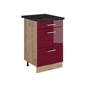 Vicco SPODNÍ SKŘÍŇKA KUCHYŇSKÉ LINKY R-Line, Červená vysoký lesk/Zlatý mocný dub, 50 cm pracovná doska antracitová obraz