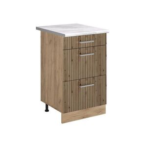 Vicco SPODNÍ SKŘÍŇKA KUCHYŇSKÉ LINKY R-Line, Řemeslný dub/Zlatý mocný dub, 50 cm pracovná doska Mramor obraz