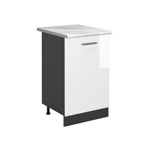 Vicco SPODNÍ SKŘÍŇKA KUCHYŇSKÉ LINKY R-Line, Bílá vysoký lesk/Antracit, 50 cm pracovná doska Mramor obraz