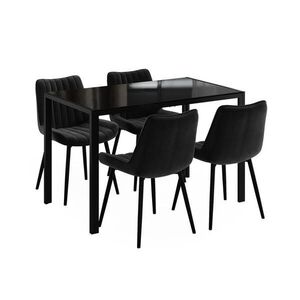 Vicco JÍDELNÍ STŮL SESTAVA Grand, Černá, 120 x 70 cm se 4 židlemi (černé) obraz