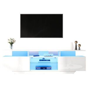 OKWISH TV stolek 160/40/45 cm bílá z MDF s LED osvětlením a velkým úložným prostorem obraz