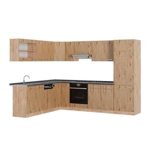 Vicco ROHOVÁ KUCHYŇ R-Line, Řemeslný dub/Zlatý mocný dub, 287 x 227 cm, PD Antracit obraz