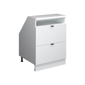 Vicco KUCHYŇSKÁ SKŘÍŇKA POD ŠIKMOU STŘECHU R-Line Bílé zvlnění 60 cm se 2 zásuvkami, korpus skříně hloubka 60 cm obraz