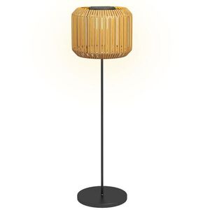 Outsunny RATTAN Solární lampa, zahradní svítidlo s teplým bílým LED světlem, světelný senzor, ocel, žlutá obraz