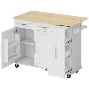 HOMCOM KUCHYŇSKÝ ostrůvek MDF bílý obraz