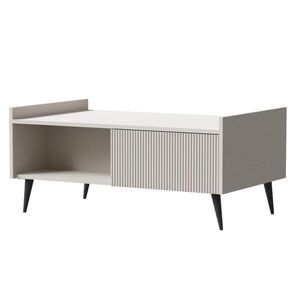 Beautysofa KONFERENČNÍ STOLEK Amfali s 1 dveřmi a otevřenou policí, drážkovaná čela, systém Push-to-open, kovové nohy, 100 cm, kašmír obraz