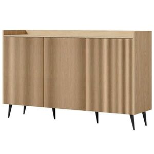 Beautysofa KOMODA Amfali se 3 dveřmi, drážkovaná čela, systém Push-to-open, kovové nohy, 150 cm, jarní dub obraz
