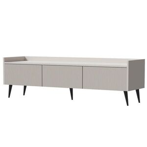 Beautysofa NÍZKÁ KOMODA Amfali se 3 výklopnými dvířky, drážkovaná čela, systém Push-to-open, kovové nohy, 150 cm, kašmír obraz