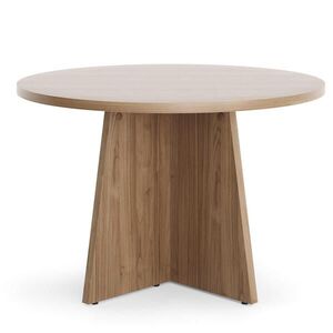 Beautysofa KONFERENČNÍ STOLEK Aurora 75 cm, kulatý stolek do obývacího pokoje s moderním designem, ořech obraz