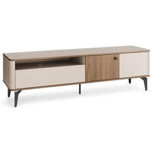 Beautysofa NÍZKÁ SKŘÍŇKA Aurora se 2 dveřmi a 2 zásuvkami, kovové nohy, 180 cm, ořech + kašmír obraz