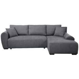 Beautysofa ROHOVÁ ROZKLÁDACÍ POHOVKA Dallas s úložným prostorem, 255 cm, tmavě šedá, pravá, velurová látka obraz