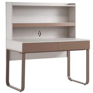 Beautysofa PSACÍ STŮL Boreo do studentského pokoje, se 2 zásuvkami a nástavcem s policí, 120 cm, kašmír / světle hnědá obraz
