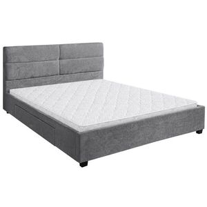 Beautysofa ČALOUNĚNÁ POSTEL Aurea, manželská postel 160x200 cm se zásuvkou a pěnovou matrací 10 cm, žinylková látka, šedá obraz