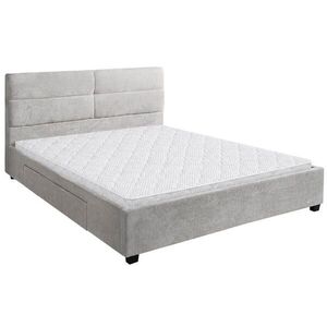 Beautysofa ČALOUNĚNÁ POSTEL Aurea, manželská postel 160x200 cm se zásuvkou a pěnovou matrací 10 cm, žinylková látka, béžová obraz