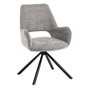Beautysofa OTOČNÁ ŽIDLE Treo v látce bouclé s kovovými nohami, šedá obraz