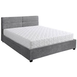 Beautysofa ČALOUNĚNÁ POSTEL Aurea, manželská postel 160x200 cm se zásuvkou a taštičkovou matrací 26 cm, žinylková látka, šedá obraz