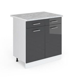 Vicco SPODNÍ SKŘÍŇKA KUCHYŇSKÉ LINKY R-Line Antracitový vysoký lesk 80 cm s pracovní deskou obraz